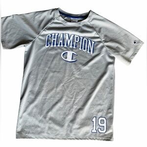 Champion boys Gray/Blue pullover short sleeve lined Jersey shirt top child XL